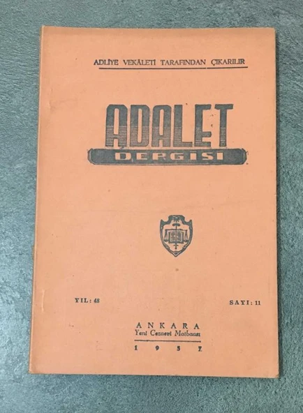 ADALET DERGİSİ Kasım 1957 Yıl 48 Sayı 11 Fransız İnfaz Sisteminde Yeni Temayüller - ORHAN ONAR (Sahafiye Kitap) ürün görseli 1