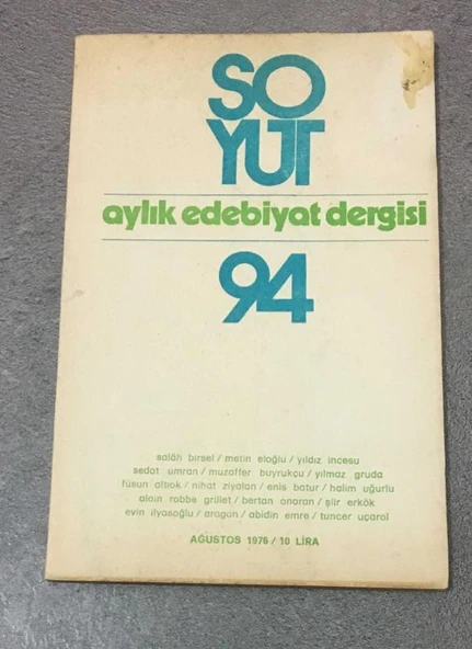 SOYUT Edebiyat Dergisi Ağustos 1976 Sayı 94 (Sahafiye Kitap) ürün görseli 1