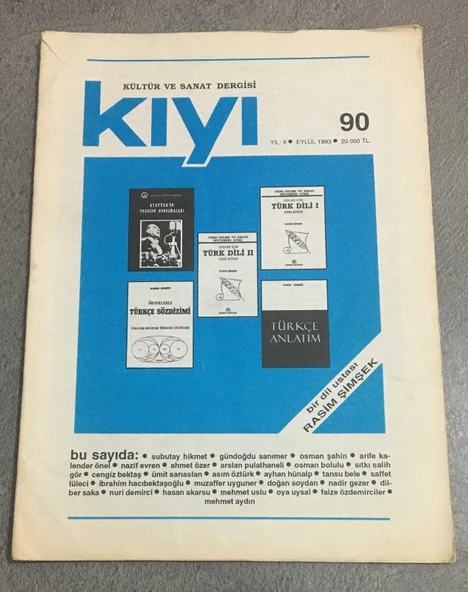 KIYI Dergisi Eylül 1993 Yıl 8 Sayı 90 YAŞAR KEMAL VE FOLKLOR - Osman Şahin (Sahafiye Kitap) ürün görseli 1