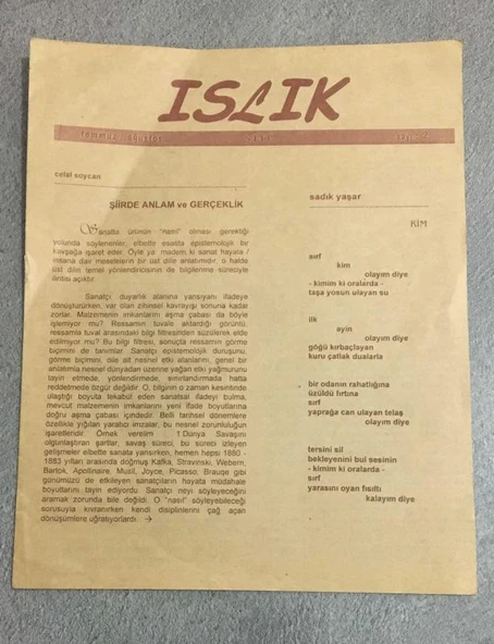 ISLIK İki Aylık Şiir Dergisi Temmuz Ağustos 1998 Sayı 2 (Sahafiye Kitap) ürün görseli 1