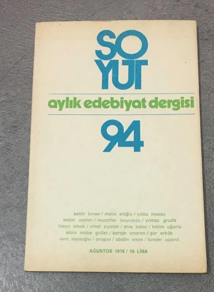 SOYUT Edebiyat Dergisi Ağustos 1976 Sayı 94 (Sahafiye Kitap) ürün görseli 1