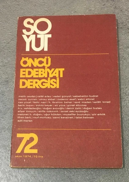 SOYUT Edebiyat Dergisi Temmuz Ekim 1974 Sayı 72 (Sahafiye Kitap) ürün görseli 1