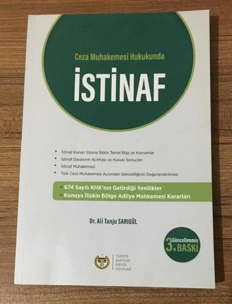 Ceza Muhakemesi Hukukunda İSTİNAF Güncellenmiş 3.Baskı (Sahafiye Kitap) ürün görseli 1