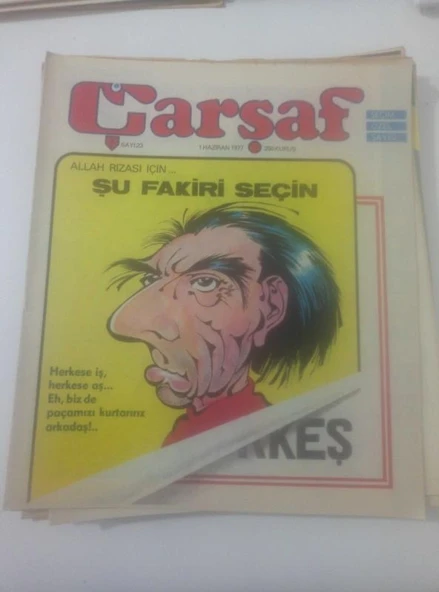ÇARŞAF Haftalık Gülmece Dergisi, 1 Haziran 1977,  Yıl:2, Sayı:23 (Sahafiye Kitap) ürün görseli 1