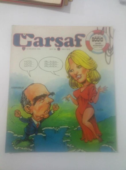 ÇARŞAF Haftalık Gülmece Dergisi,18 Ağustos 1976,  Yıl:1, Sayı:36 (Sahafiye Kitap) ürün görseli 1