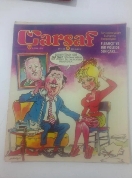ÇARŞAF Haftalık Gülmece Dergisi, 6 Ekim 1976,  Yıl:1, Sayı:43 (Sahafiye Kitap) ürün görseli 1