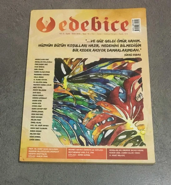 EDEBİCE Dergisi Eylül Ekim 2018 Sayı 15 (Sahafiye Kitap) ürün görseli 1