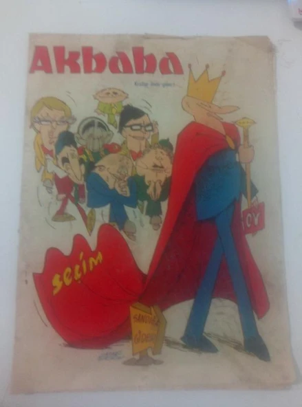 Akbaba Siyasi Mizah Karikatür Dergisi 1 Haziran 1977, SAYI:23, YIL:55 '' Krallar Önde Gider'' (Sahafiye Kitap) ürün görseli 1