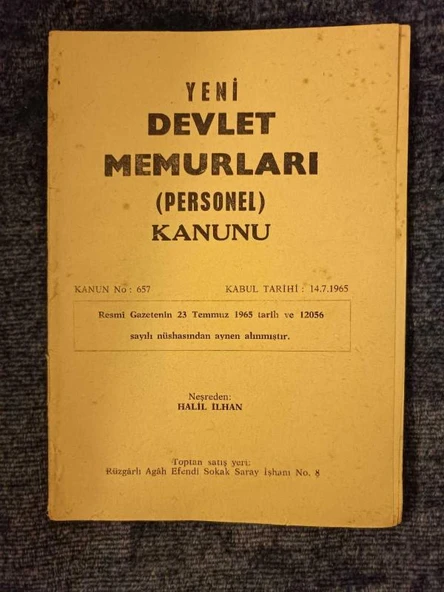 YENİ DEVLET MEMURLARI PERSONEL KANUNU (Sahafiye Kitap) ürün görseli 1