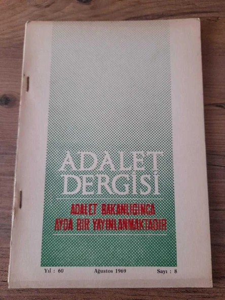 ADALET DERGİSİ, Ağustos 1979 Yıl:60,Sayı:8 "Mehmet Gökalp: Haksız Tahrik ve Sebepleri" (Sahafiye Kitap) ürün görseli 1