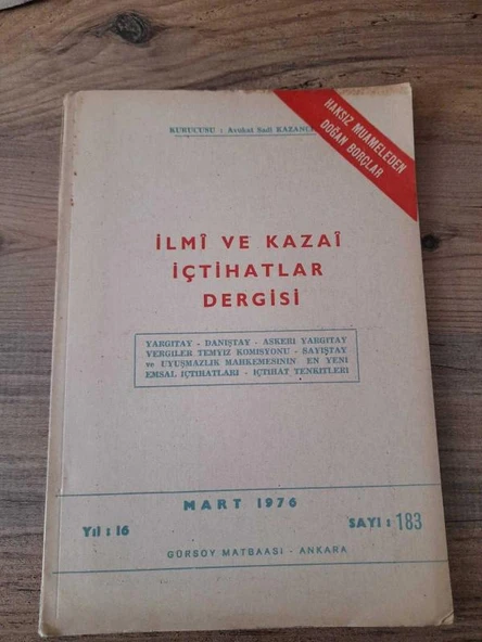 İLMİ VE KAZAİ İÇTİHATLAR DERGİSİ Mart 1976, Yıl:16, Sayı:183 "Hayvan Öldürmek" (Sahafiye Kitap) ürün görseli 1