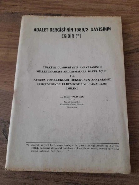 Adalet Dergisi'nin 1989/2 Sayısının Ekidir "Egemenlik" (Sahafiye Kitap) ürün görseli 1
