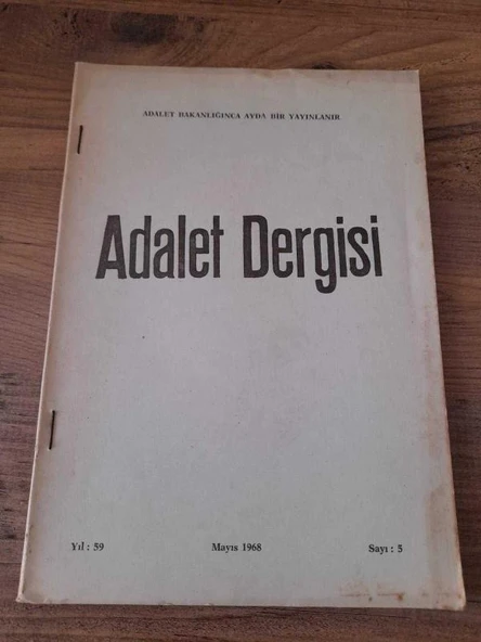 ADALET DERGİSİ Mayıs  1968, Yıl:59,Sayı:5 "Kemal Seviner: Cezaların Ertelenmesi" (Sahafiye Kitap) ürün görseli 1