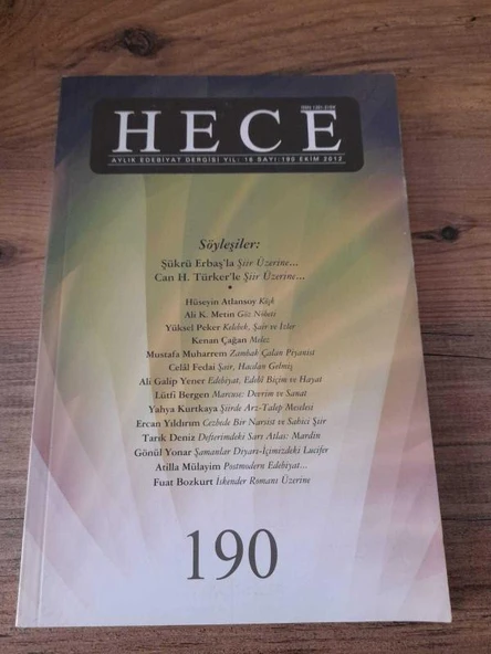 HECE AYLIK EDEBİYAT DERGİSİ Yıl:16,Sayı:190 Ekim 2012 "Köşk" (Sahafiye Kitap) ürün görseli 1