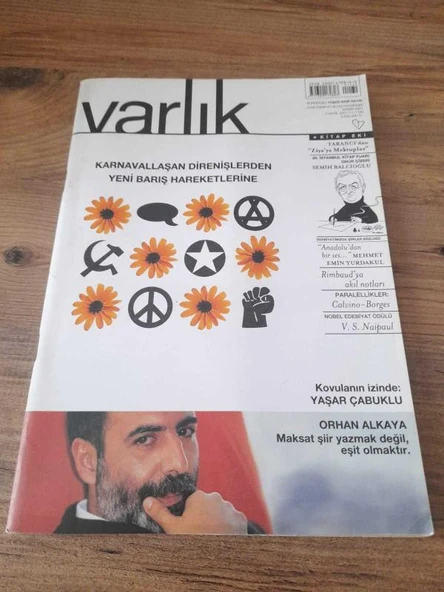 Varlık-Aylık Edebiyat ve Kültür Dergisi Kasım 2001 "Kovulanın İzinde" (Sahafiye Kitap) ürün görseli 1