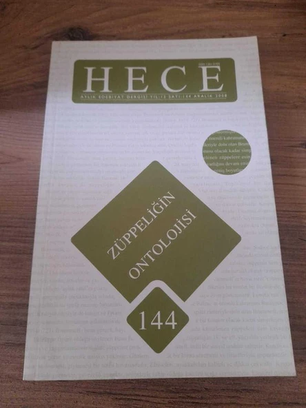 HECE AYLIK EDEBİYAT DERGİSİ YIL:12 SAYI:144 ARALIK 2008 "ZÜPPELİĞİN ONTOLOJİSİ" (Sahafiye Kitap) ürün görseli 1