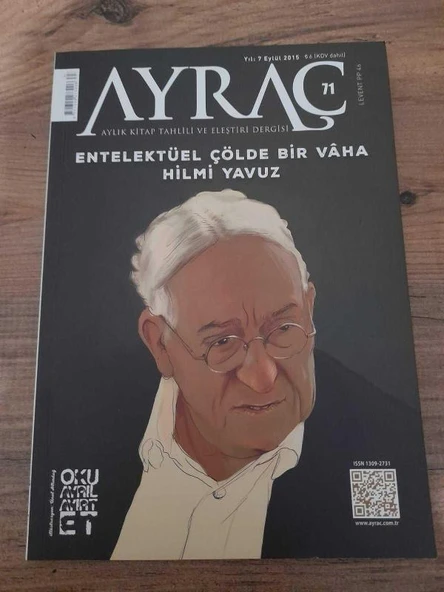 AYRAÇ AYLIK KİTAP TAHLİLİ VE ELEŞTİRİ DERGİSİ 71-EYLÜL 2015 "AKLIN SCHOPENHAUER SINIRI" (Sahafiye Kitap) ürün görseli 1