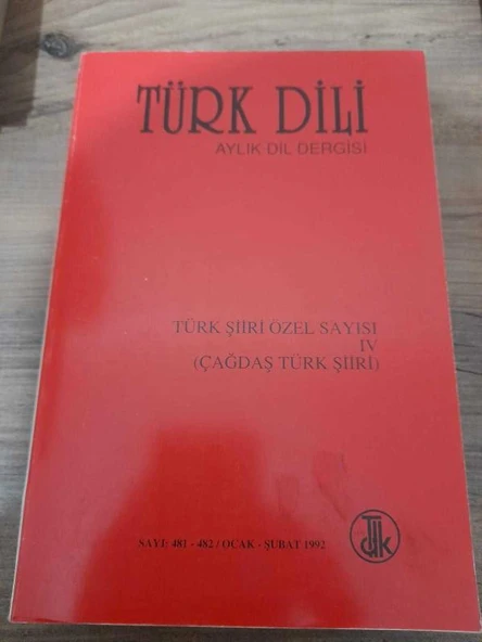 TÜRK DİLİ AYLIK DİL DERGİSİ TÜRK ŞİİRİ ÖZEL SAYISI IV (ÇAĞDAŞ TÜRK ŞİİRİ) SAYI:481-482 OCAK ŞUBAT 1992 (Sahafiye Kitap) ürün görseli 1