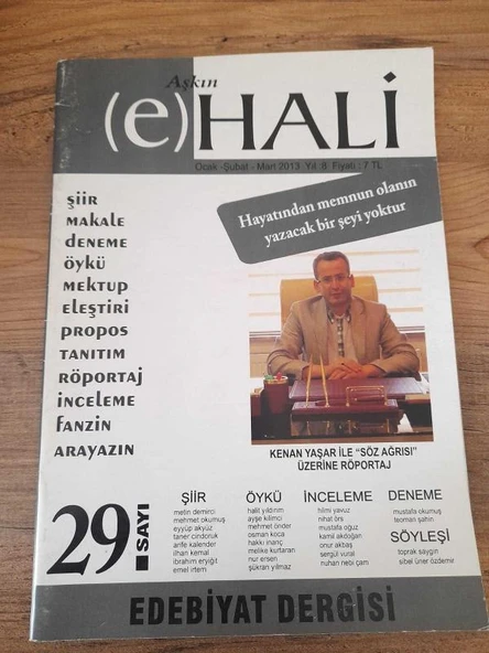 AŞKIN (e) HALİ EDEBİYAT DERGİSİ OCAK,ŞUBAT,MART 2013 21.SAYI:29 "Yanık Otlar" (Sahafiye Kitap) ürün görseli 1