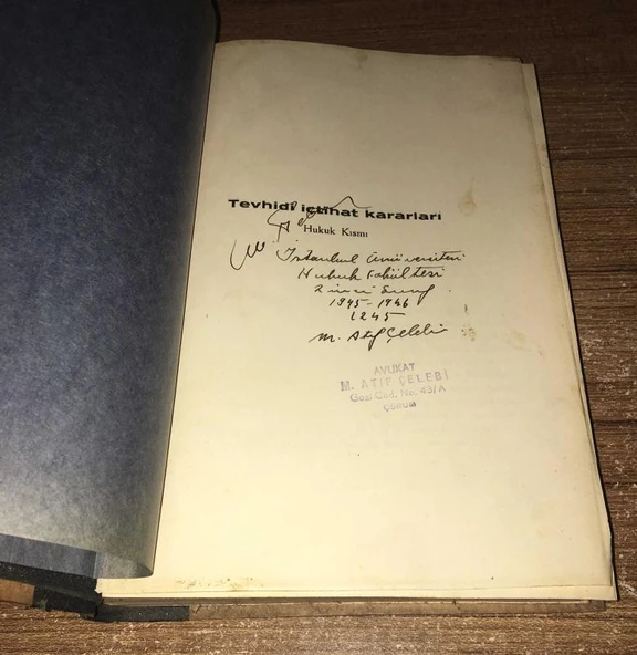 TEVHİDİ İÇTİHAT KARARLARI Hukuk Kısmı + 1936 Temyiz Kararları Fihristi (Sahafiye Kitap) ürün görseli 1
