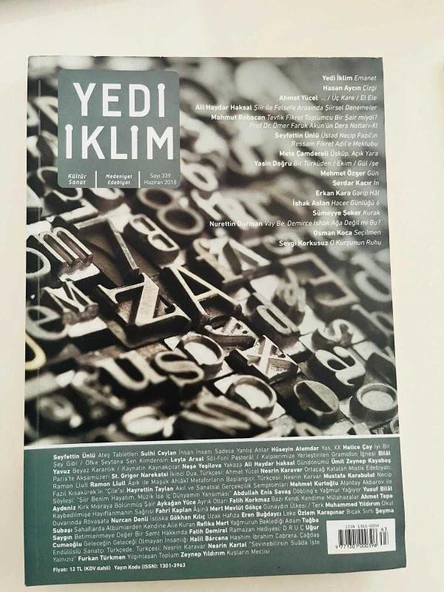 YEDİ İKLİM / EMANET / SAYI 339 HAZİRAN 2018 (Sahafiye Kitap) ürün görseli 1