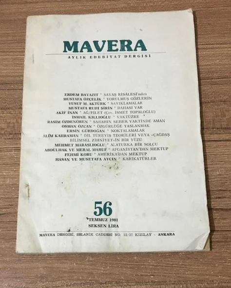 MAVERA Temmuz 1981 Sayı 56 ALATURKA BİR SOLCU - Mehmet Maraşlıoğlu (Sahafiye Kitap) ürün görseli 1