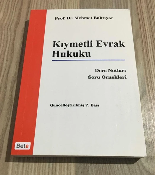 KIYMETLİ EVRAK HUKUKU Ders Notları Soru Örnekleri ( Güncelleştirilmiş 7.Bası ) (Sahafiye Kitap) ürün görseli 1