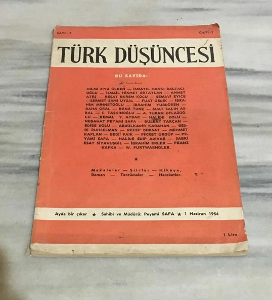 TÜRK DÜŞÜNCESİ 1 Haziran 1954 Cilt 2 Sayı 7 KAPUCUBAŞI KONAĞI-Reşat Ekrem Koçu (Sahafiye Kitap) ürün görseli 1