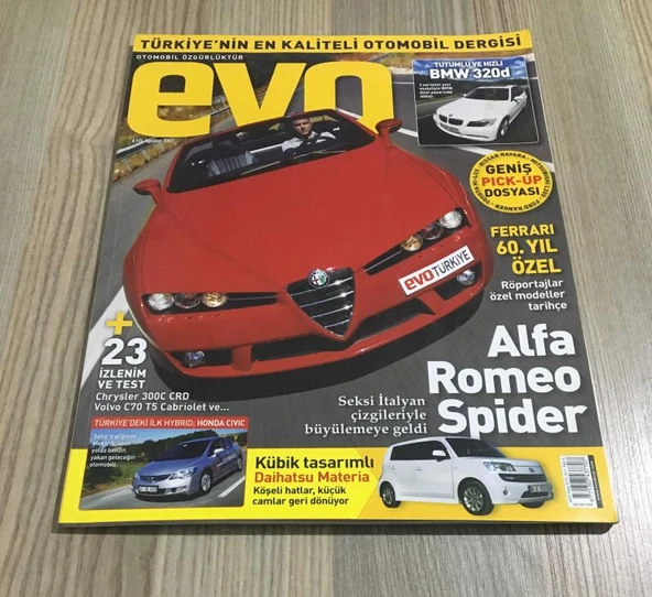 EVO Otomobil Dergisi Ağustos 2007 Yıl 1 Sayı 5 alfa Romeo Spider (Sahafiye Kitap) ürün görseli 1