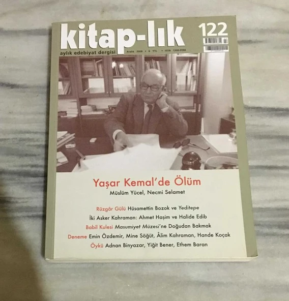 KİTAP-LIK Dergisi Aralık 2008 Sayı 122 YAŞAR KEMAL'DE ÖLÜM Müslüm Yücel,Necmi Selamet (Sahafiye Kitap) ürün görseli 1