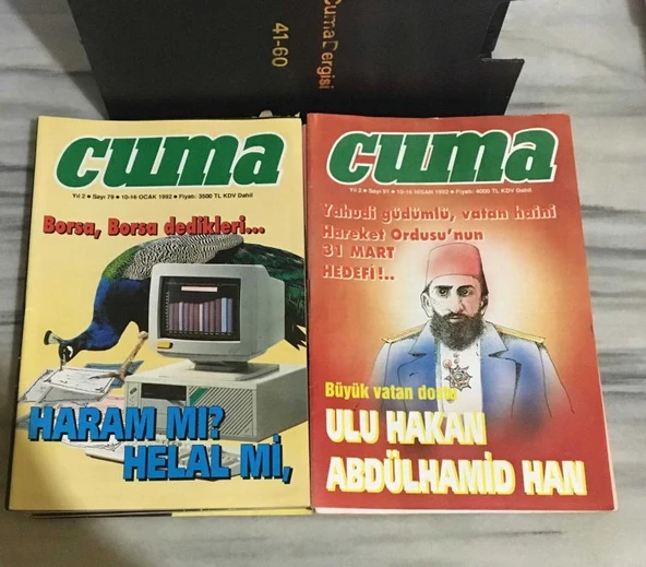 CUMA DERGİSİ Yıl 2 / 1991- 1992 ( TOPLAM 24 SAYI ) Sayılar Açıklamada ( KUTULU ) (Sahafiye Kitap) ürün görseli 1