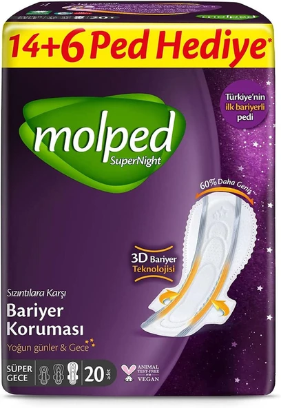 Molped Ultra Hijyenik Ped Super Gece  20 Adet ürün görseli 1