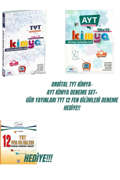 ORBİTAL TYT KİMYA- AYT KİMYA DENEME SET+ GÜR YAYINLARI TYT 12 FEN BİLİMLERİ DENEME HEDİYE!! ürün görseli 1