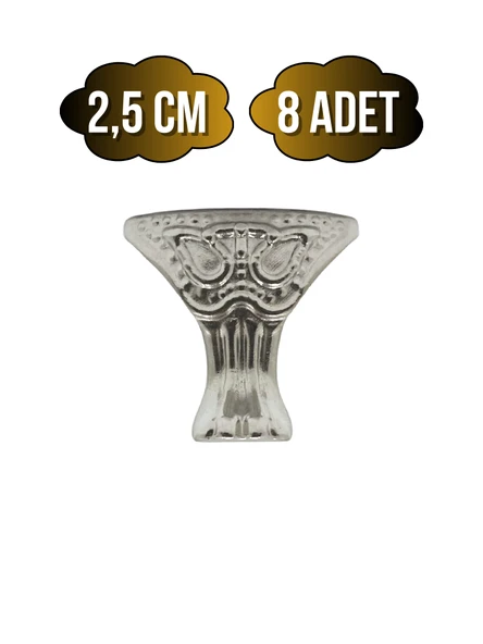 Pati Metal Ayak Çeyiz ve Hediye Kutusu Mobilya Ayağı(2,5CM)(GÜMÜŞ) Gümüş 2.5cm GÜMÜŞ - 8 ADET ürün görseli 1