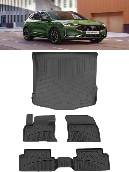 Sahler Premıum Ford Kuga 2020 ve Sonrası 4.5D Paspas 3D Rizline Bagaj Havuzu ürün görseli 1