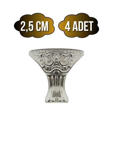 Pati Metal Ayak Çeyiz ve Hediye Kutusu Mobilya Ayağı(2,5CM)(GÜMÜŞ) Gümüş 2.5cm GÜMÜŞ - 4 ADET ürün görseli 1