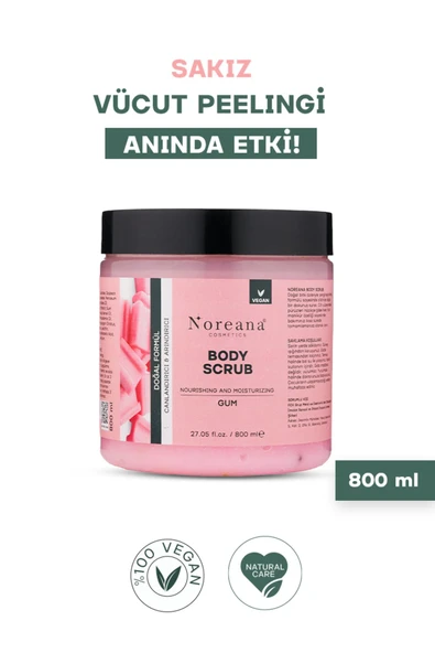 Noreana Vegan Formüllü Body Scrub - Nemlendirici & Arındırıcı Vücut Peelingi Sakız 800 ml ürün görseli 1