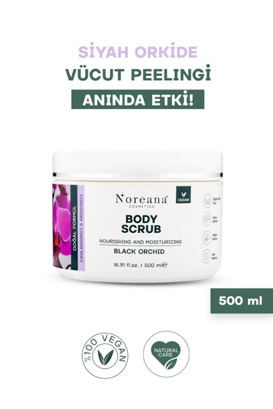 Noreana Doğal Formüllü Body Scrub 500 ml - Siyah Orkide Özlü Cilt Yenileyen Arındırıcı Vücut Peelingi ürün görseli 1
