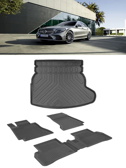 Sahler Mercedes C Serisi W205 2014-2021 4.5D Paspas 3D Rizline Bagaj Havuzu Set ürün görseli 1