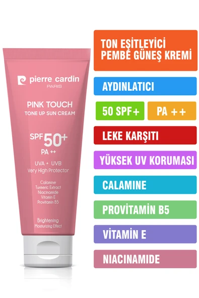 Pierre Cardin Ton Eşitleyici Aydınlatıcı Yüz Güneş Kremi Pink Touch Tone-Up SPF50+/PA++ – 50 ml ürün görseli 1