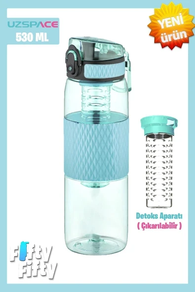 Uzspace 530ml Detoks Aparatlı Silikon Gövde Tritan Su Matarası ürün görseli 1