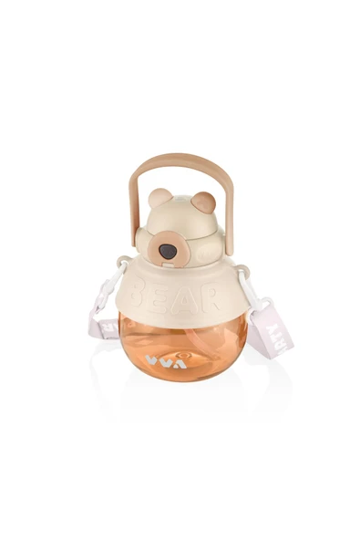 Vagonlife TKK 1000ml Pipetli/Pipetsiz Kullanıma Uygun Askı Kayışlı Bear Desen Tritan Su Matarası ürün görseli 1