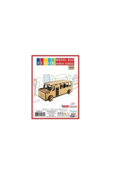 Südor Ahşap Maket Otobüs Ürün Ölçüsü 195x90x75 Mm Kod: Md1-03 ürün görseli 1