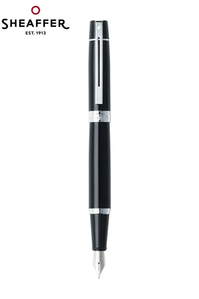 Sheaffer 9312-0 300 Serisi Dolma Kalem Parlak Siyah Krom Medium Uç | Kalem ürün görseli 1