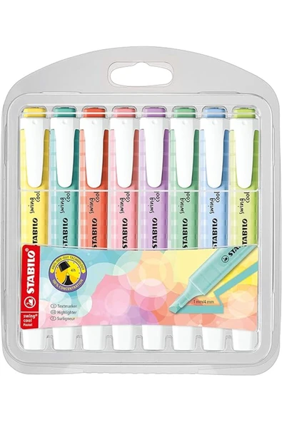 Stabilo - İşaretleme Kalemi - swing cool Pastel - 8'li Paket - Çeşitli Renkler ürün görseli 1