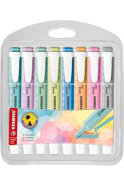 Stabilo - İşaretleme Kalemi - swing cool Pastel - 8'li Paket - Çeşitli Renkler ürün görseli 1