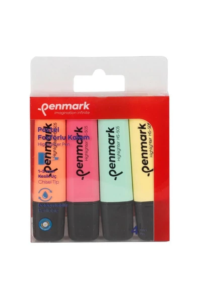 penmark Hs-505-4p Fosforlu Kalem 4 Adet - Karışık Pastel Renk ürün görseli 1