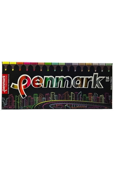 penmark Hs-505-16s 4 Neon 4 Pastel 4 Tropik 4 Simli 16 Lı Fosforlu Kalem Seti Süper Kutu ürün görseli 1