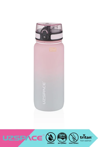 Uzspace 650ml Yeni Çift Renkli Sızdırmaz BPA İçermez Kilitlenebilir Kapaklı Motivasyonel Tritan Su Matarası ürün görseli 1