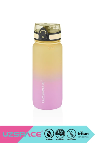 Uzspace 650ml Yeni Çift Renkli Sızdırmaz BPA İçermez Kilitlenebilir Kapaklı Motivasyonel Tritan Su Matarası ürün görseli 1